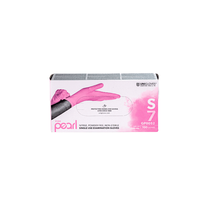 Unigloves Pearl Pink Nitrile Gloves Small Box of 100