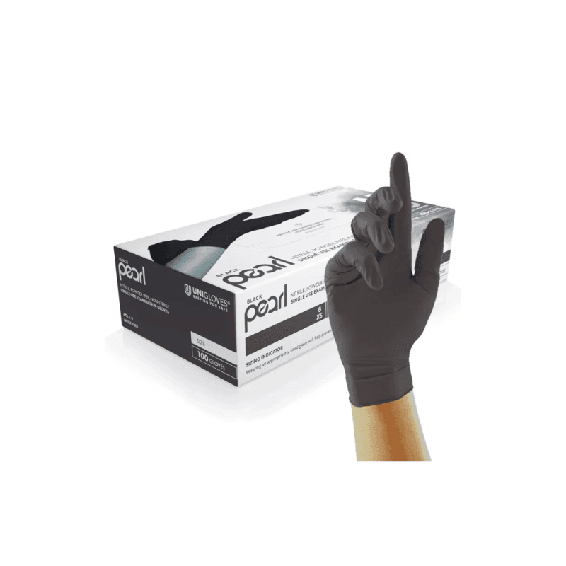 Unigloves Black Pearl Nitrile Gloves Medium Box of 100